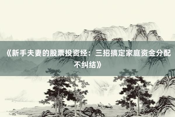 《新手夫妻的股票投资经：三招搞定家庭资金分配不纠结》