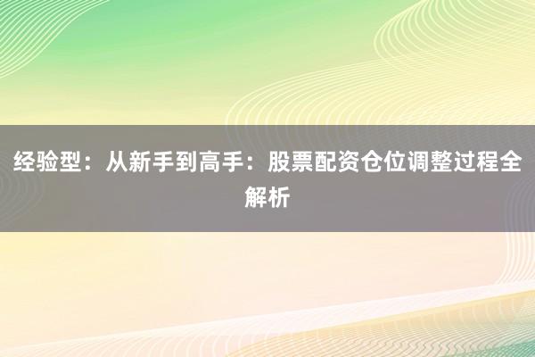经验型：从新手到高手：股票配资仓位调整过程全解析