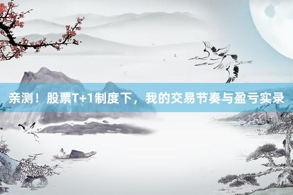 亲测！股票T+1制度下，我的交易节奏与盈亏实录