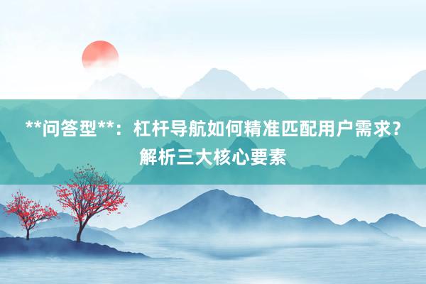 **问答型**：杠杆导航如何精准匹配用户需求？解析三大核心要素