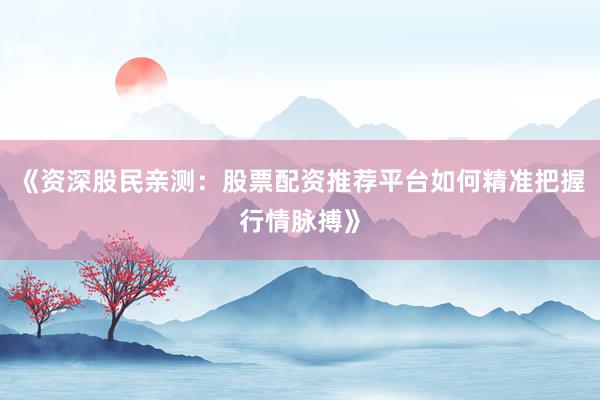 《资深股民亲测：股票配资推荐平台如何精准把握行情脉搏》