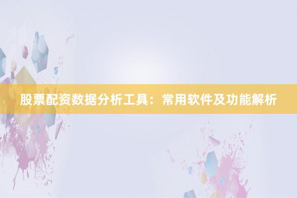 股票配资数据分析工具：常用软件及功能解析