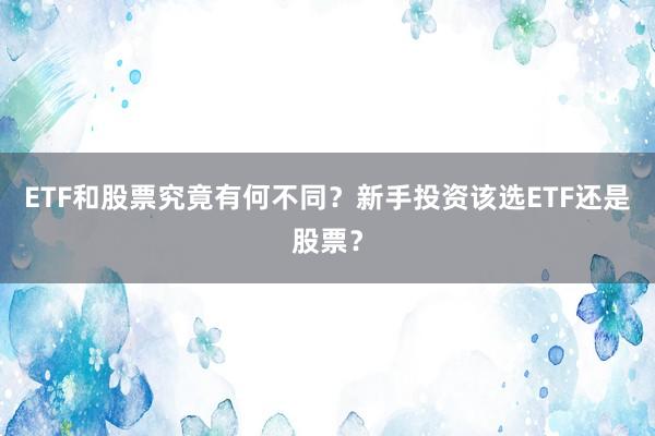 ETF和股票究竟有何不同？新手投资该选ETF还是股票？