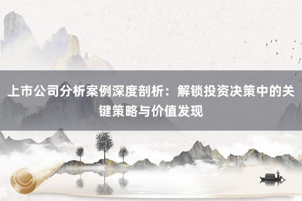 上市公司分析案例深度剖析：解锁投资决策中的关键策略与价值发现