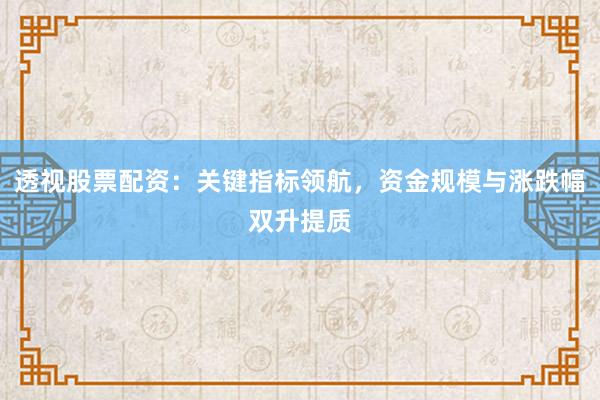 透视股票配资：关键指标领航，资金规模与涨跌幅双升提质