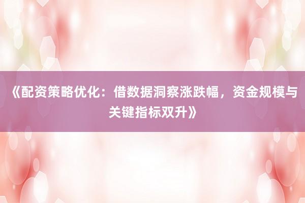 《配资策略优化：借数据洞察涨跌幅，资金规模与关键指标双升》