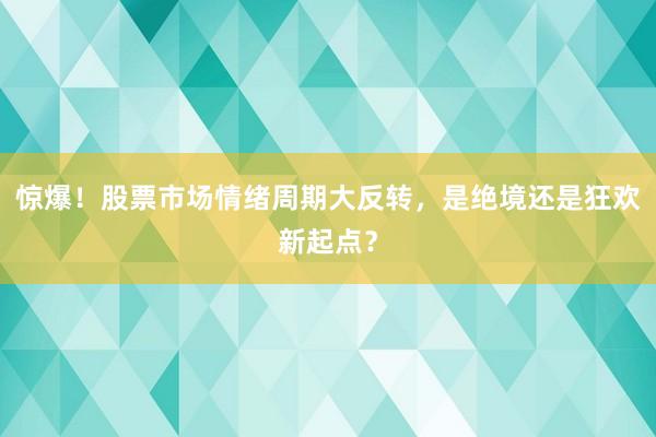 惊爆！股票市场情绪周期大反转，是绝境还是狂欢新起点？