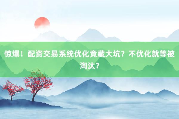 惊爆！配资交易系统优化竟藏大坑？不优化就等被淘汰？