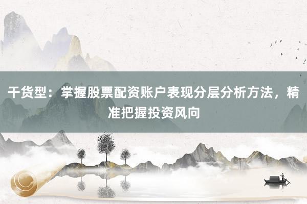 干货型：掌握股票配资账户表现分层分析方法，精准把握投资风向