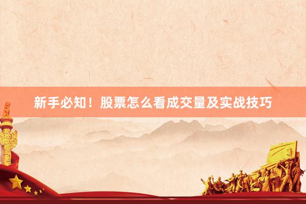 新手必知！股票怎么看成交量及实战技巧